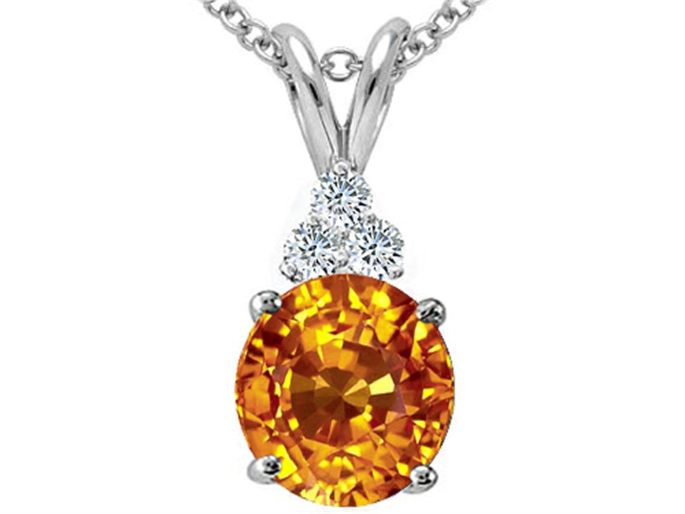 Tommaso Design Round 7mm Genuine Citrine Pendant Necklace