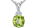 Tommaso Design Round 7mm Genuine Peridot Pendant Necklace