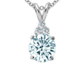 Tommaso Design Round 7mm Genuine Aquamarine Pendant Necklace