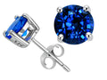 Star K 7mm Round Created Blue Sapphire Earrings Studs