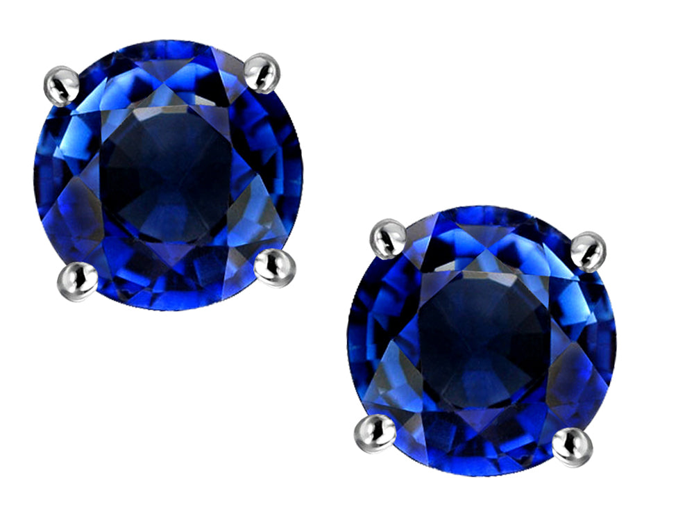 Star K Round 6mm Created Sapphire Classic Screw Back Stud Earrings