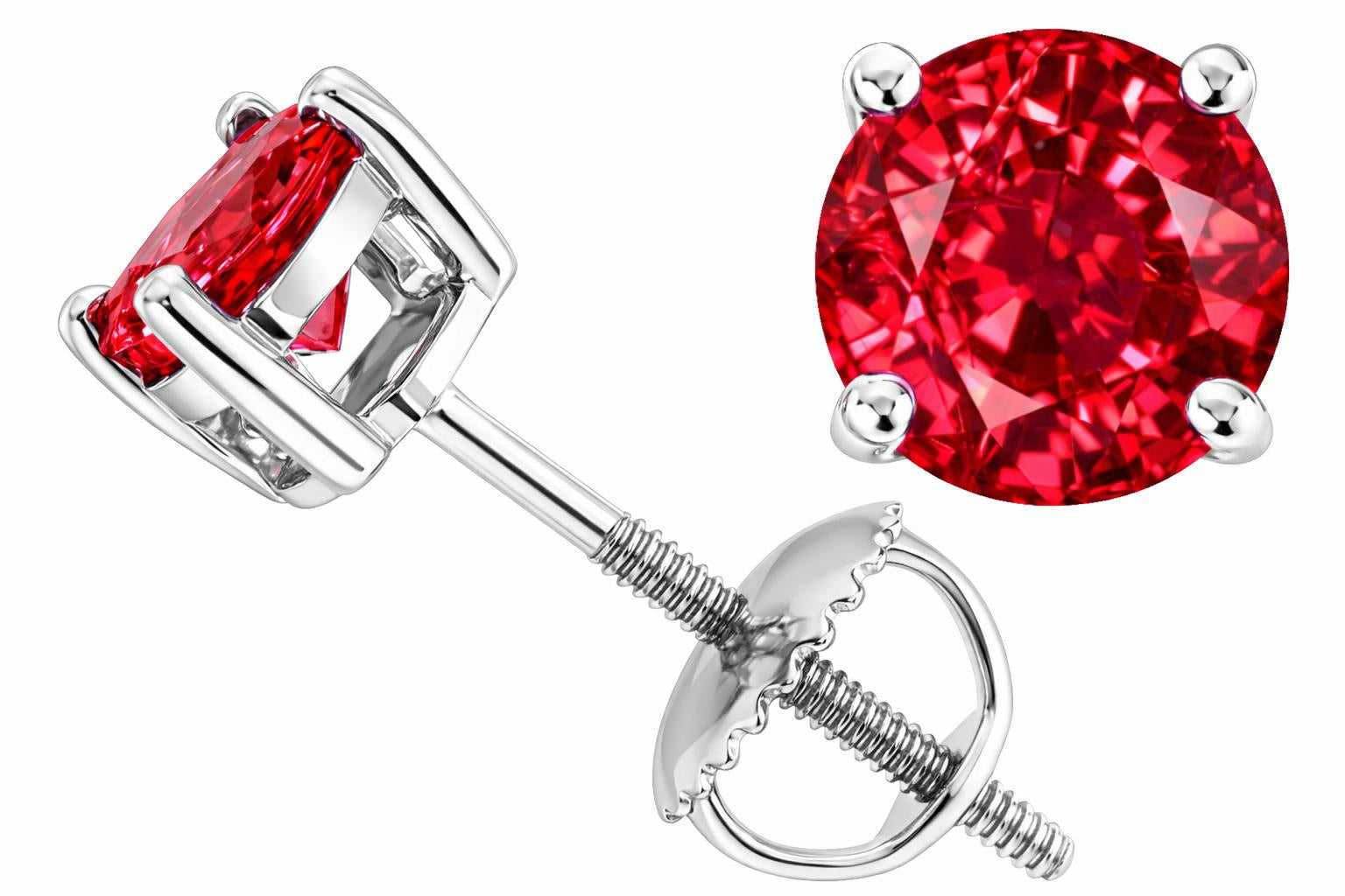 Tommaso Design Round 6mm Created Ruby Screw Back Earrings Studs
