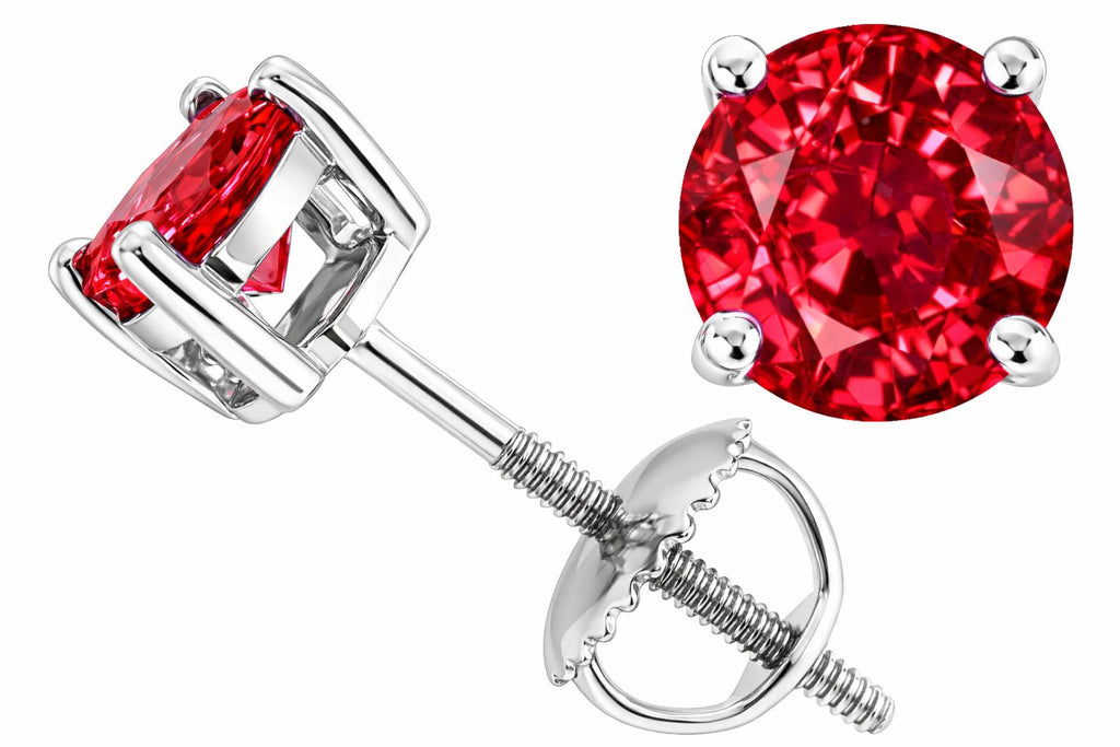 Star K Round 6mm Created Ruby Screw Back Earrings Studs