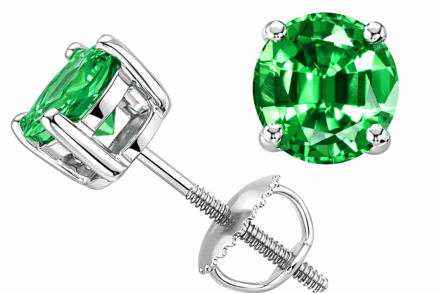 Star K Round 6mm Simulated Emerald Screw Back Earrings Studs