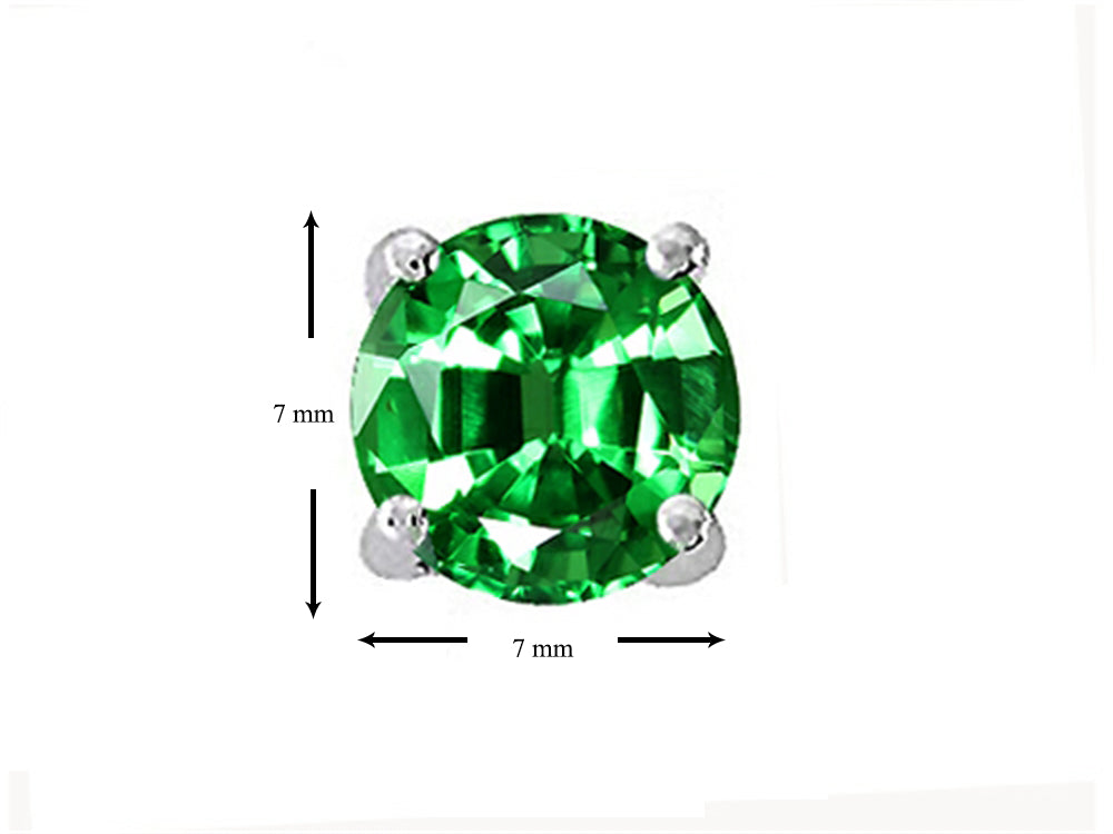 Tommaso Design 7mm Round Simulated Emerald Earrings Studs
