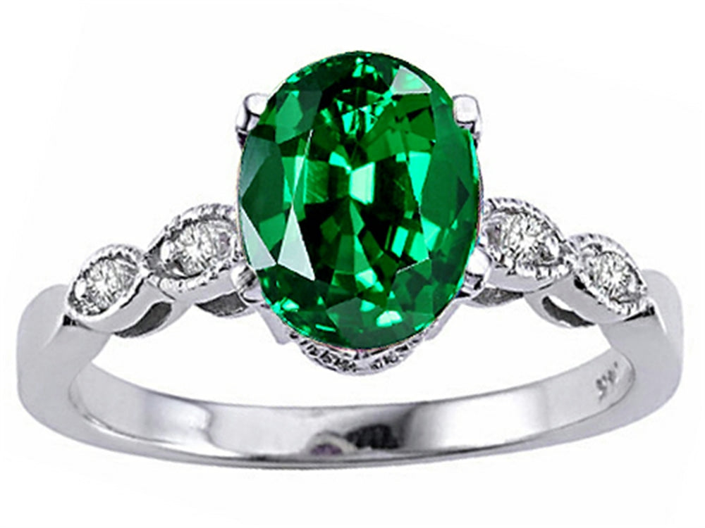 Tommaso Design Oval 8x6mm Simulated Emerald And Ring
