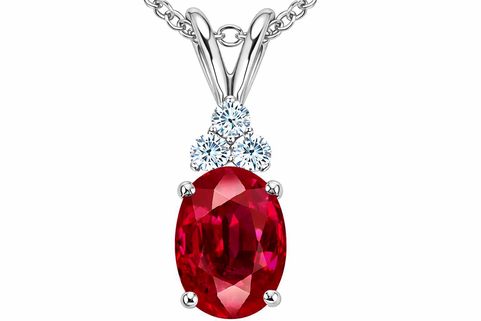 Star K Oval 8 x 6mm Created Ruby Pendant Necklace