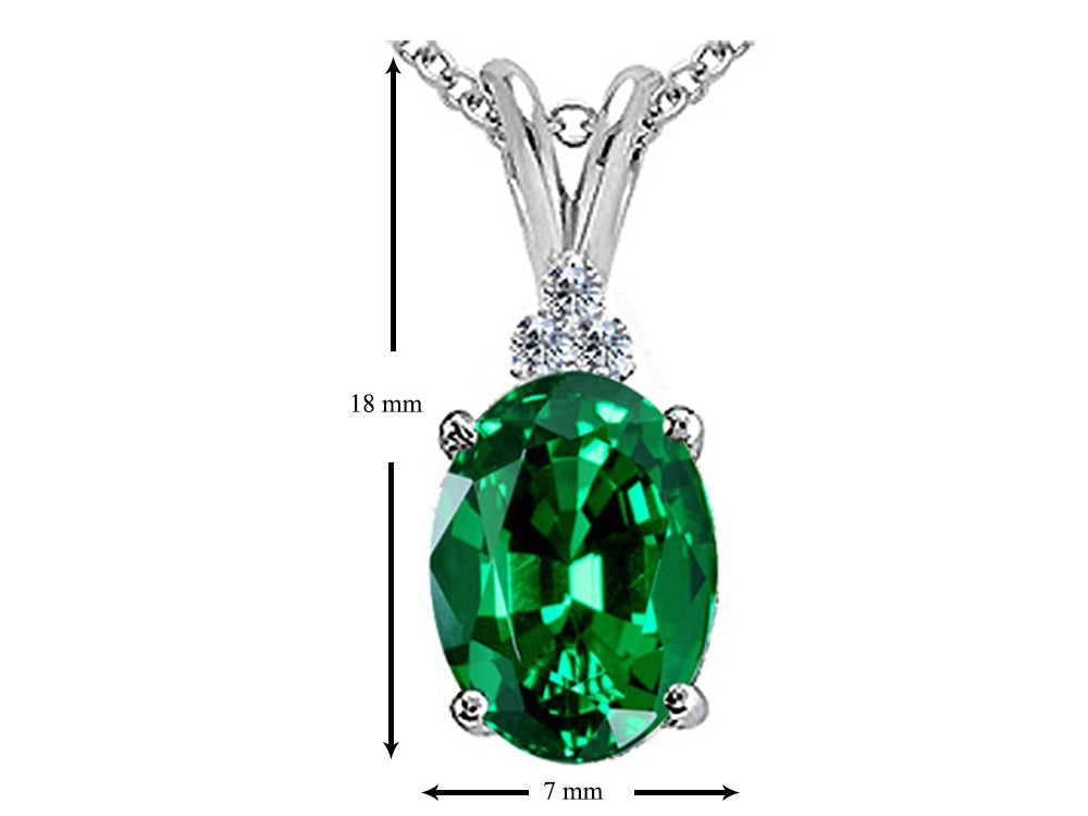 Tommaso Design Oval Simulated Emerald Pendant Necklace