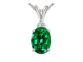Tommaso Design Oval Simulated Emerald Pendant Necklace