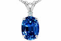 Star K Oval 8x6mm Created Blue Sapphire Pendant Necklace