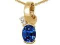 Tommaso Design Oval 8x6 mm Created Blue Sapphire Pendant Necklace