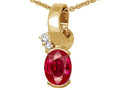 Tommaso Design Oval 8x6mm Created Ruby Pendant Necklace
