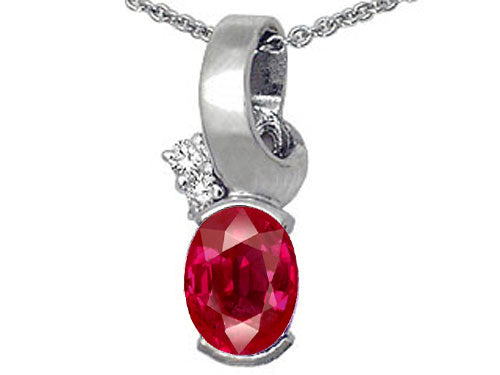 Tommaso Design Oval 8x6mm Created Ruby Pendant Necklace
