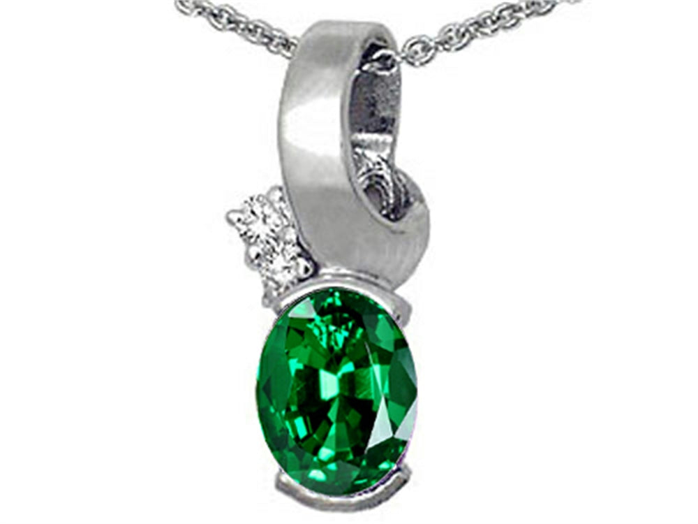 Tommaso Design Oval 8x6 mm Simulated Emerald And Pendant Necklace