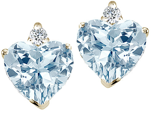 Star K Heart Shape 6mm Genuine Aquamarine Earrings Studs