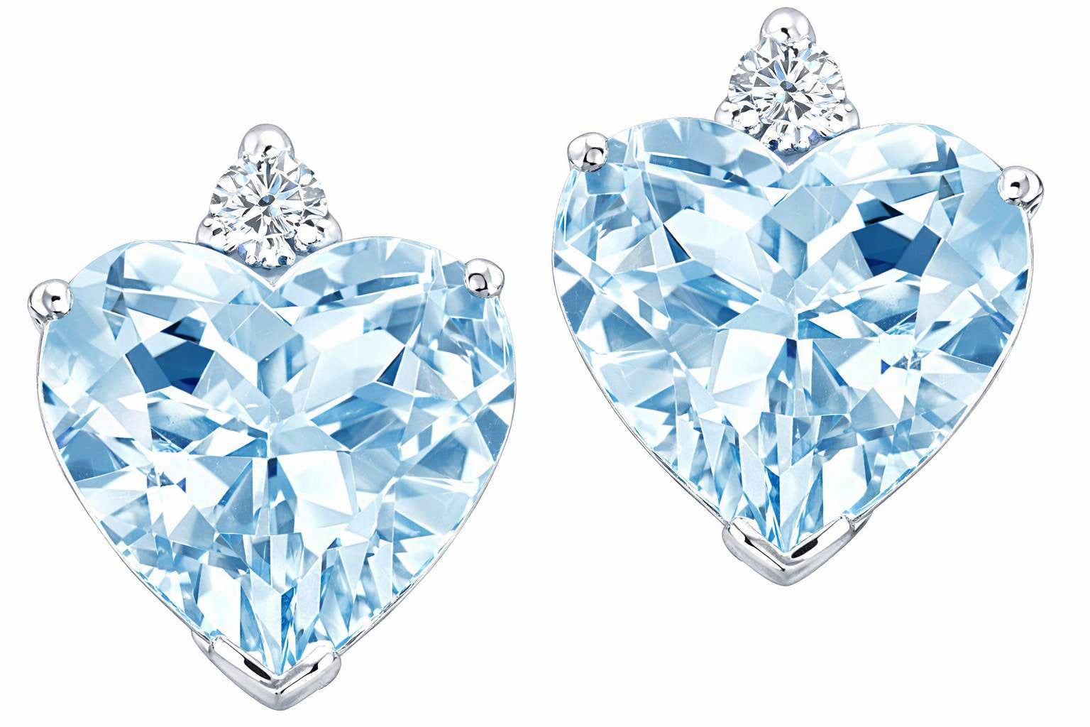 Star K Heart Shape 6mm Genuine Aquamarine Earrings Studs