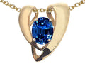 Tommaso Design Oval 9x7mm Created Blue Sapphire Heart Shaped Pendant Necklace Enhancer