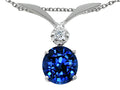 Tommaso Design Round 7mm Created Blue Sapphire Pendant Necklace