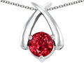 Tommaso Design Round 7mm Created Ruby Pendant Necklace