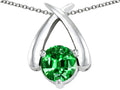 Tommaso Design Round 7mm Simulated Emerald Pendant Necklace