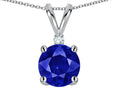 Star K Classic Round 7mm One Stone Created Sapphire Pendant Necklace