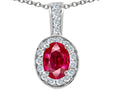 Tommaso Design Oval 8x6mm Created Ruby Pendant Necklace