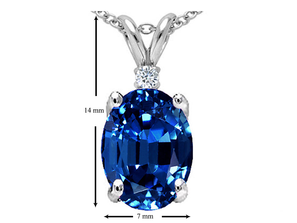 Star K Created Blue Sapphire Pendant Necklace
