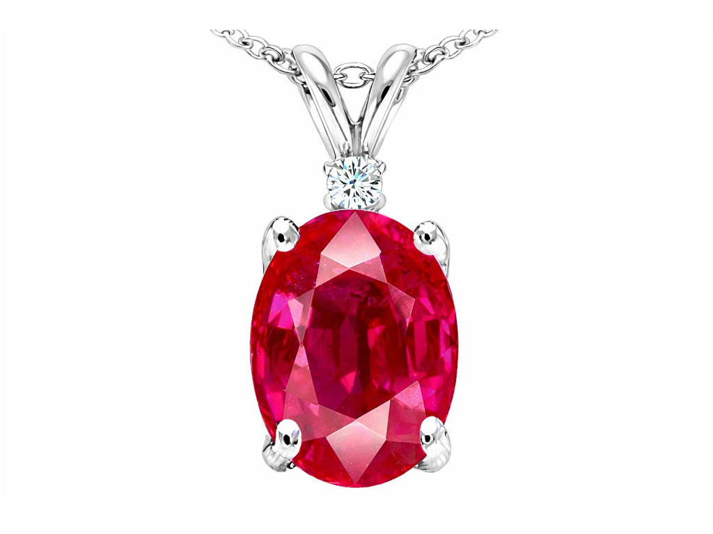 Tommaso Design Oval 9x7mm Created Ruby Pendant Necklace