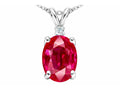 Tommaso Design Oval 9x7mm Created Ruby Pendant Necklace