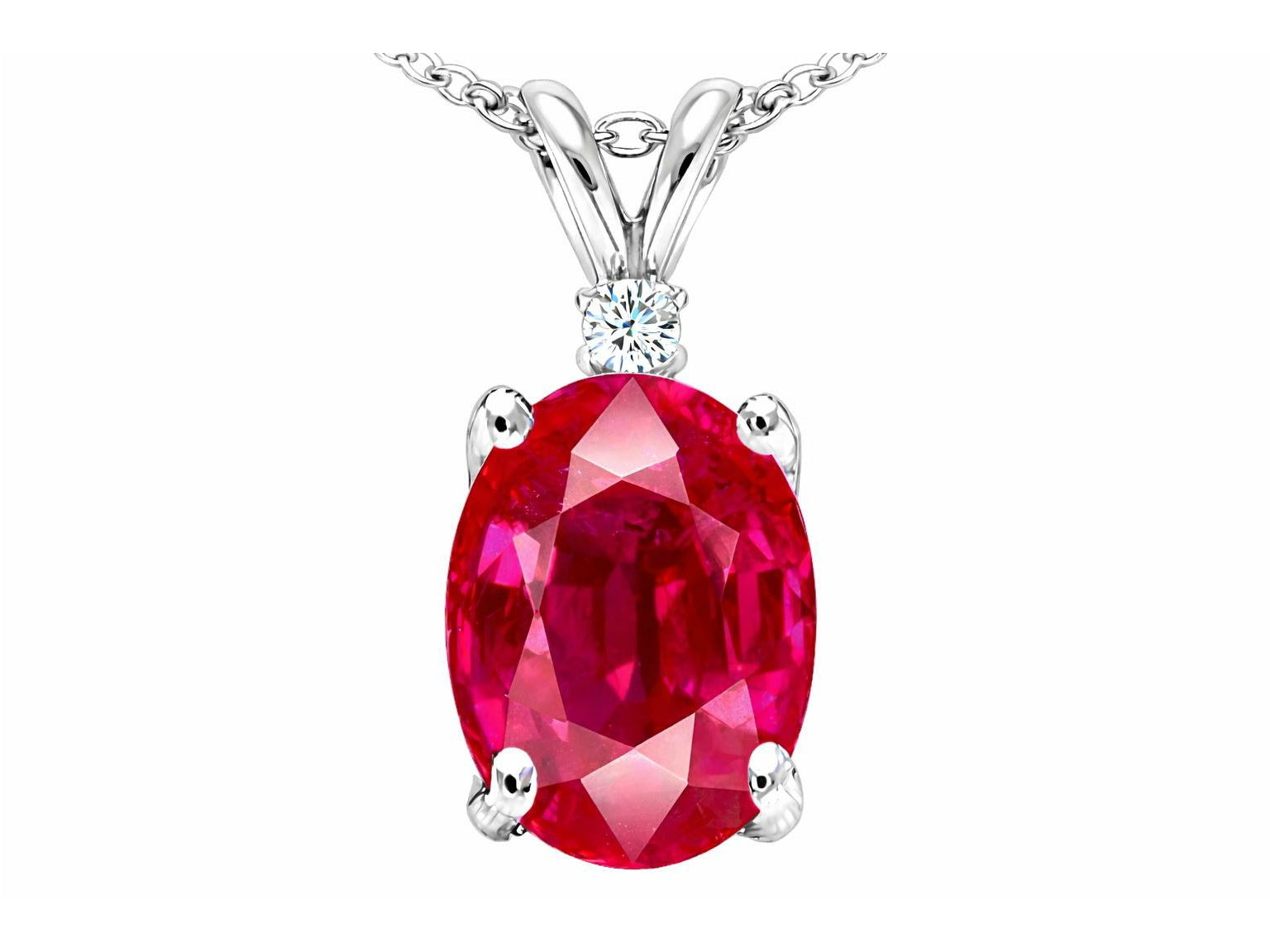 Tommaso Design Oval 9x7mm Created Ruby Pendant Necklace