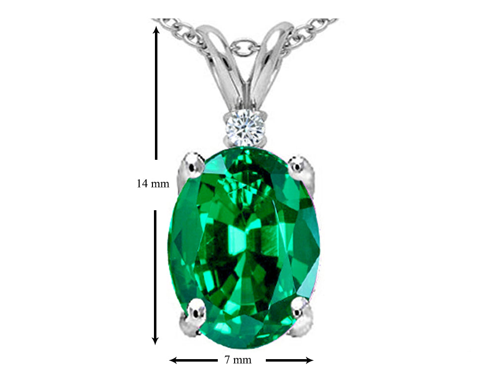 Star K Simulated Emerald Pendant Necklace