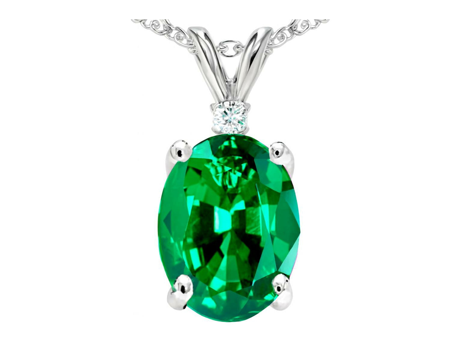 Star K Simulated Emerald Pendant Necklace
