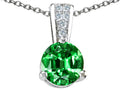 Tommaso Design Round 7 mm Simulated Emerald And Pendant Necklace