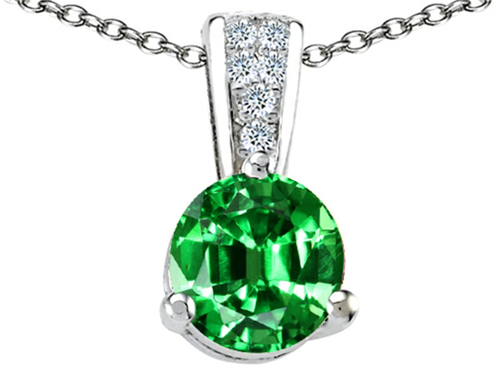 Tommaso Design Round 7 mm Simulated Emerald And Pendant Necklace