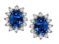 Tommaso Design Oval 8x6mm Created Blue Sapphire Earrings