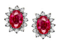 Tommaso Design Oval 8x6mm Created Ruby Earrings