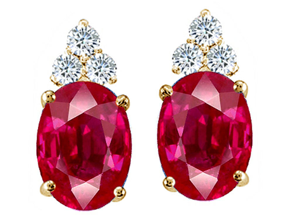 Tommaso Design Oval 8x6mm Created Ruby Earrings Studs