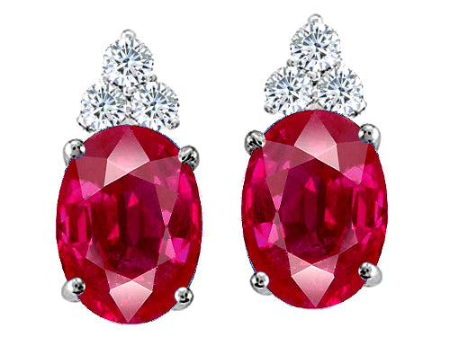 Tommaso Design Oval 8x6mm Created Ruby Earrings Studs