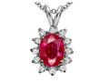 Tommaso Design Oval 8x6mm Created Ruby Pendant Necklace