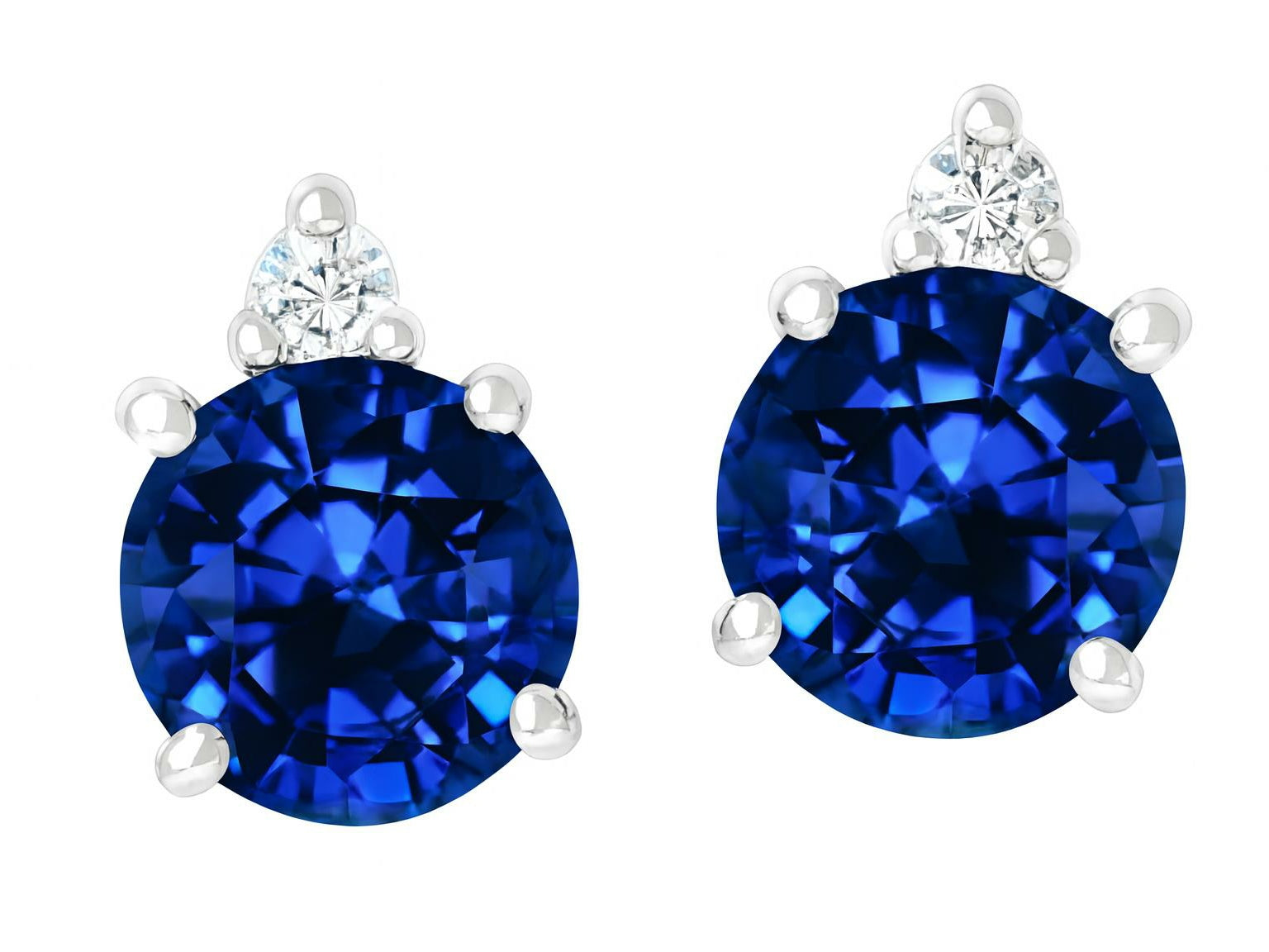 Star K Created Blue Sapphire Earrings Studs