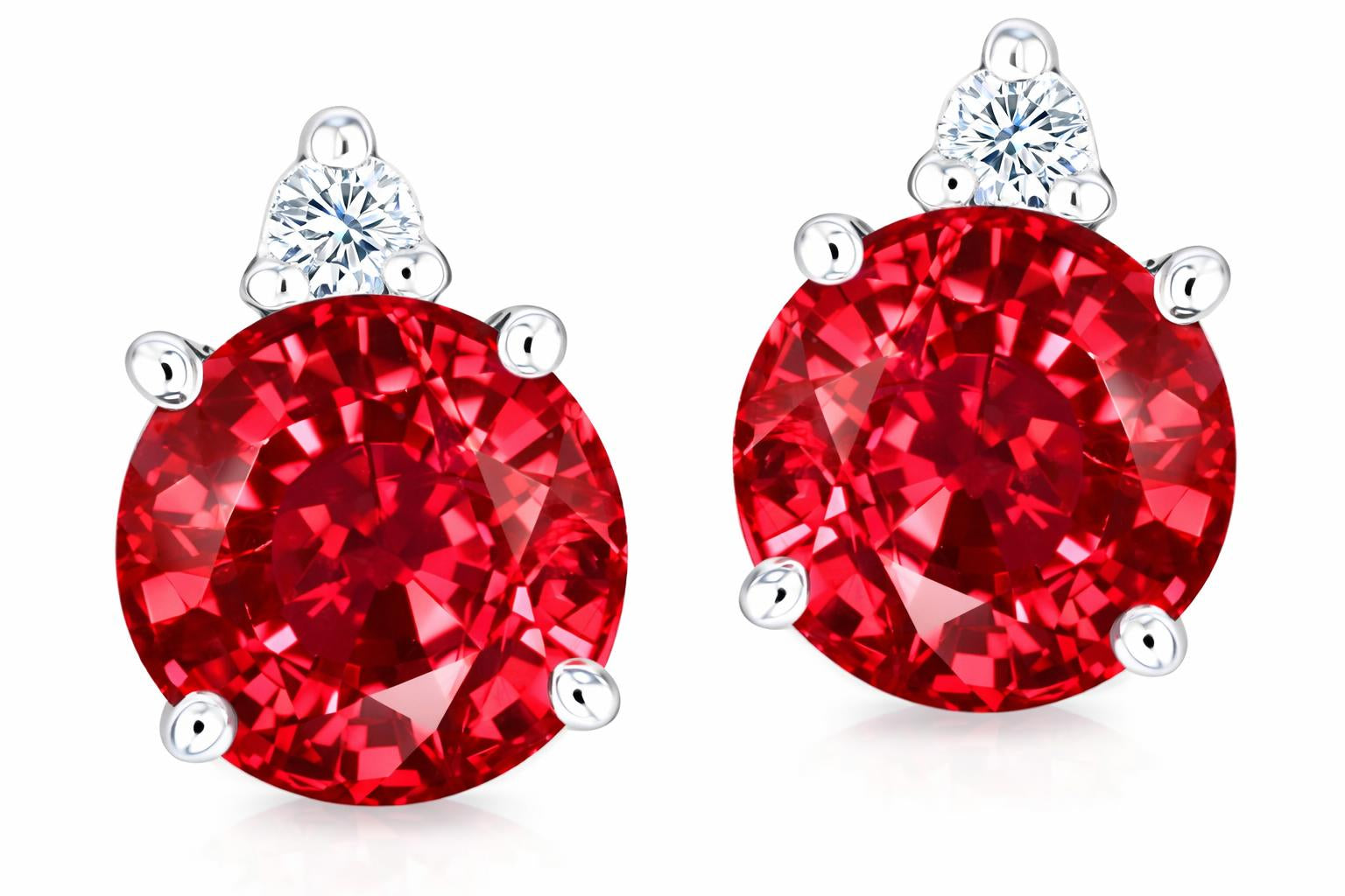 Tommaso Design Round 7mm Created Ruby Earrings Studs