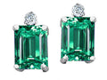 Tommaso Design Emerald Cut 8x6mm Simulated Emerald And Earrings Studs