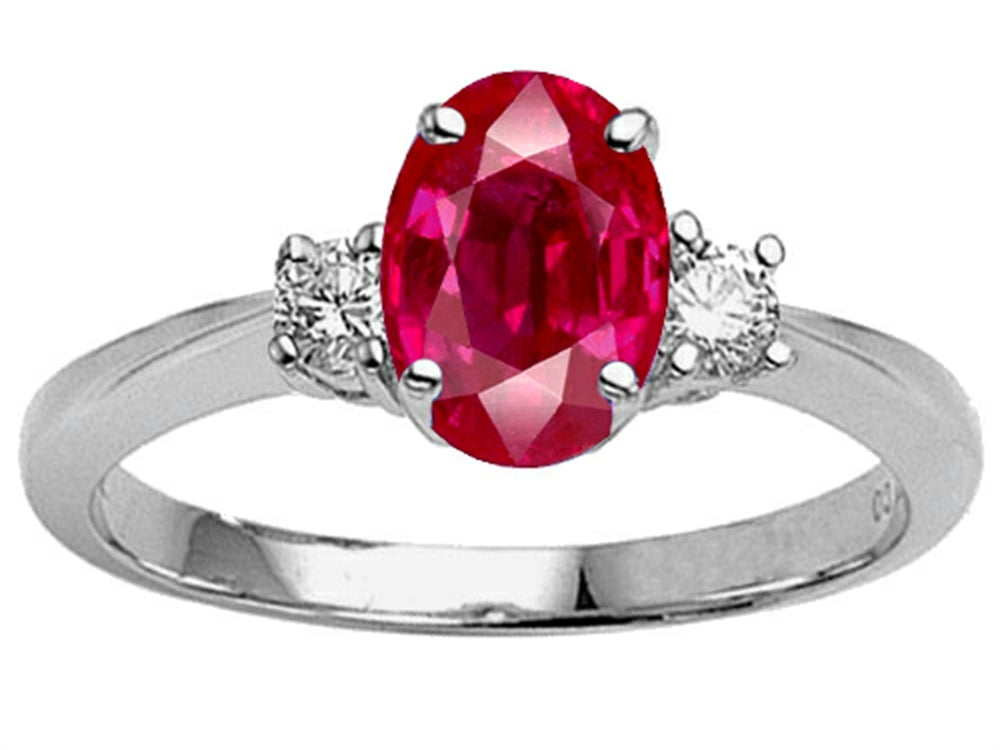 Tommaso Design Oval 9x7mm Created Ruby Engagement Ring