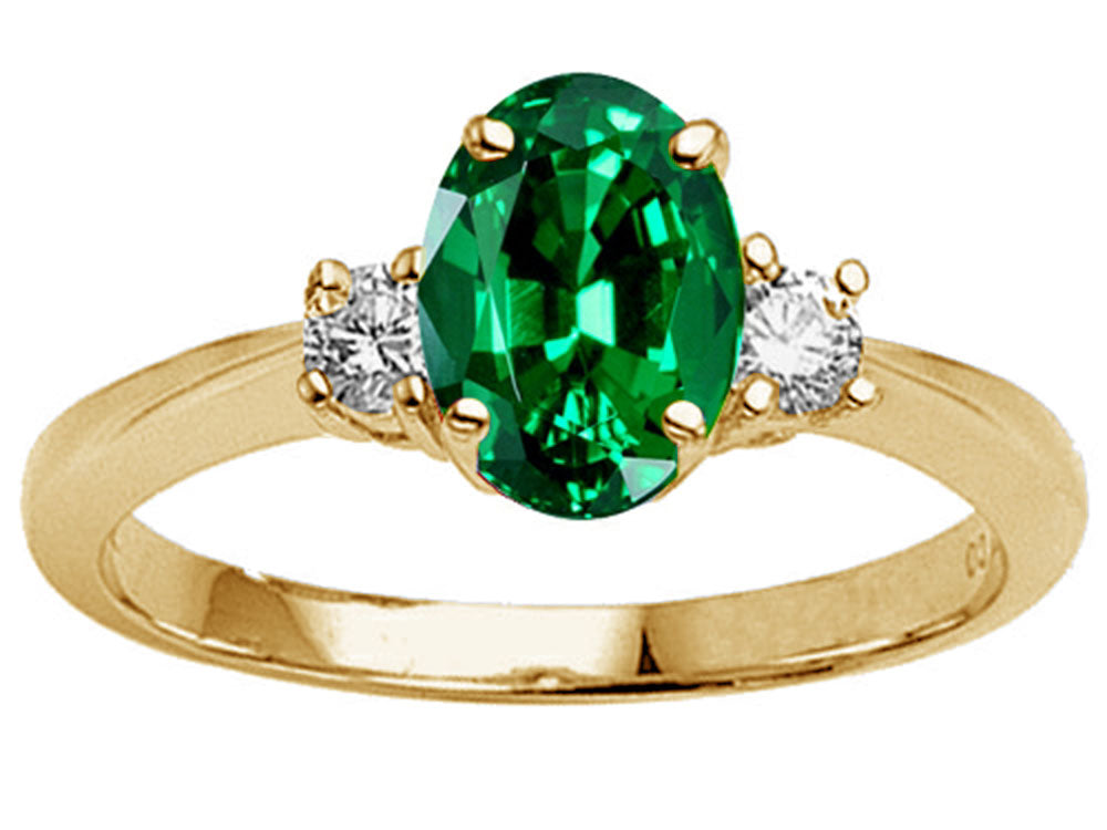 Tommaso Design Oval 9x7mm Simulated Emerald And Engagement Ring