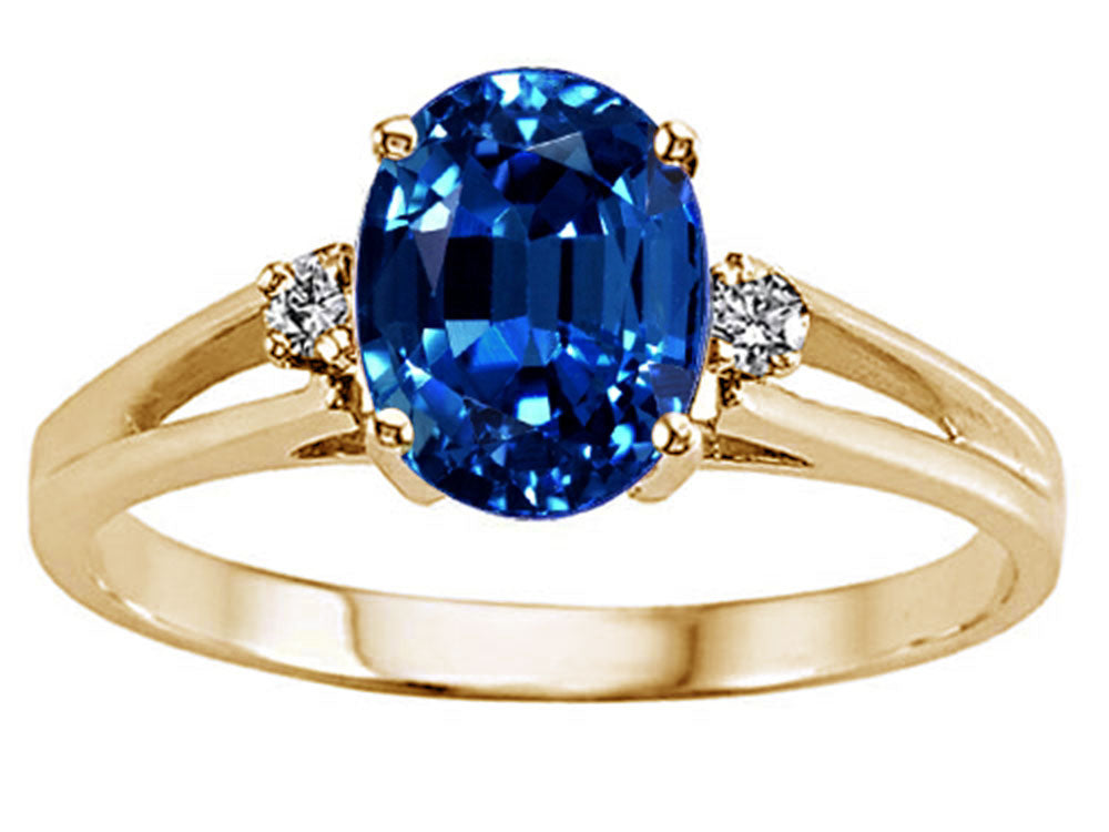 Tommaso Design Oval 8x6mm Created Blue Sapphire Ring