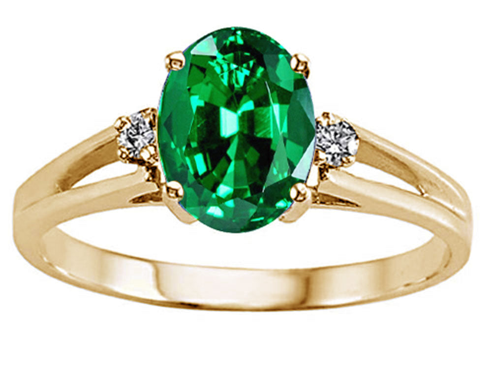 Tommaso Design Oval 8x6mm Simulated Emerald And Ring