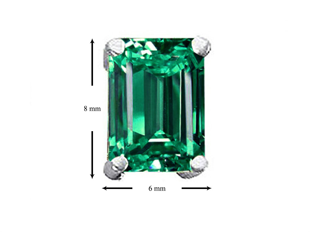 Tommaso Design Emerald Cut 8x6mm Simulated Emerald Earrings Studs