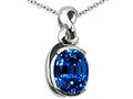 Tommaso Design Oval 9x7mm Created Blue Sapphire Pendant Necklace