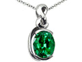 Tommaso Design Oval 9x7mm Simulated Emerald Pendant Necklace