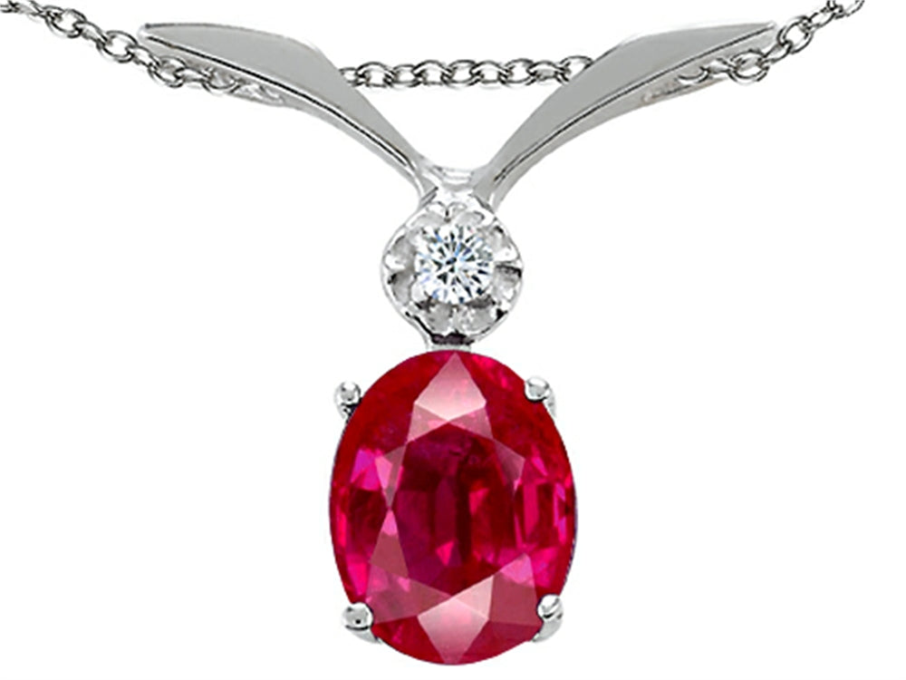Tommaso Design Created Ruby Oval 8x6mm Pendant Necklace